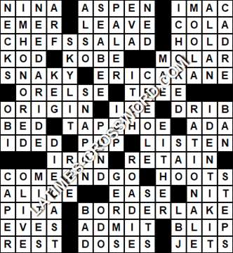 LA Times Crossword answers Tuesday 6 February 2018