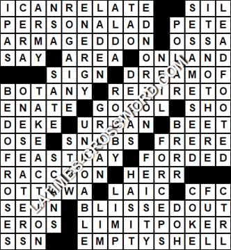 LA Times Crossword answers Saturday 10 February 2018