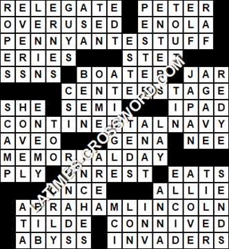 LA Times Crossword answers Monday 12 February 2018
