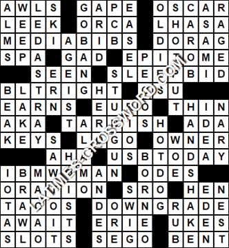 LA Times Crossword answers Friday 16 February 2018