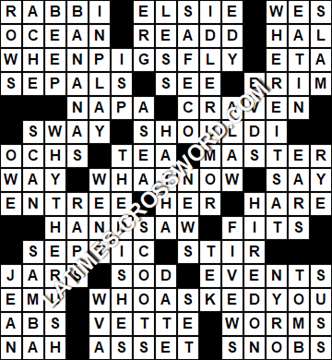 LA Times Crossword answers Tuesday 20 February 2018