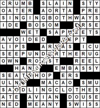 LA Times Crossword answers Friday 2 March 2018