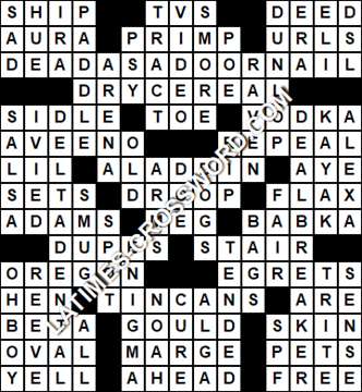 LA Times Crossword answers Monday 5 March 2018
