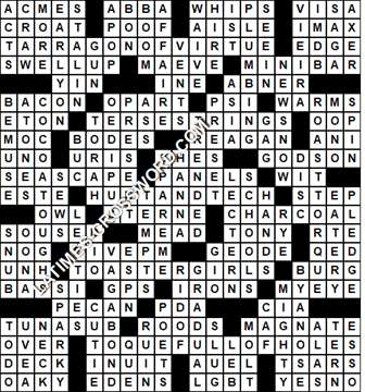 LA Times Crossword answers Sunday 18 March 2018
