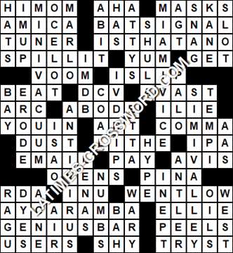 LA Times Crossword answers Tuesday 20 March 2018