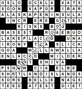 LA Times Crossword answers Monday 26 March 2018