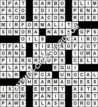 LA Times Crossword answers Friday 6 April 2018