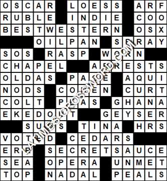 LA Times Crossword answers Wednesday 11 April 2018