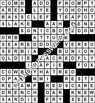 LA Times Crossword answers Friday 13 April 2018