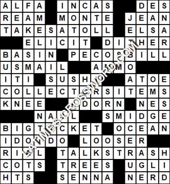 LA Times Crossword answers Wednesday 18 April 2018