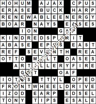 LA Times Crossword answers Wednesday 25 April 2018