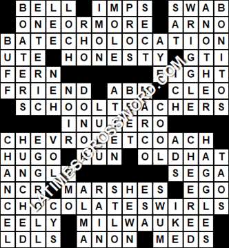 LA Times Crossword answers Thursday 3 May 2018