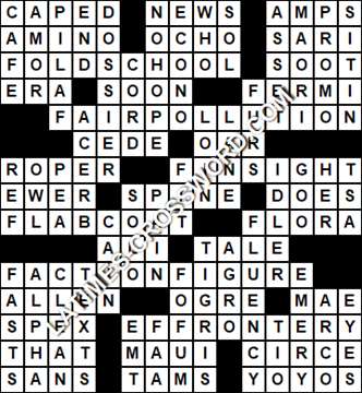 LA Times Crossword answers Friday 4 May 2018