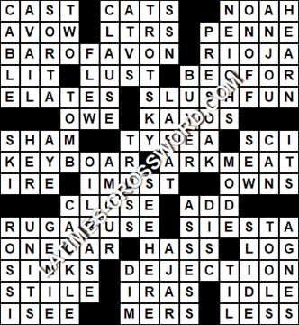 LA Times Crossword answers Friday 18 May 2018