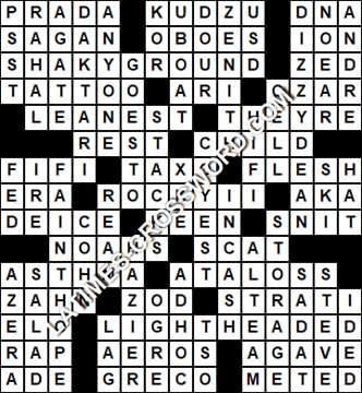 LA Times Crossword answers Wednesday 23 May 2018