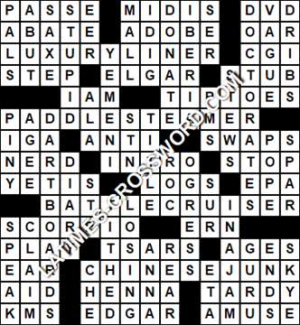 LA Times Crossword answers Thursday 24 May 2018