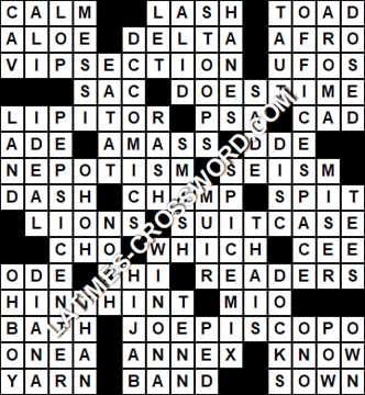 LA Times Crossword answers Tuesday 12 June 2018