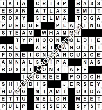 LA Times Crossword answers Monday 18 June 2018