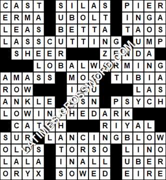LA Times Crossword answers Thursday 21 June 2018