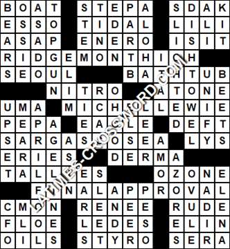LA Times Crossword answers Tuesday 26 June 2018