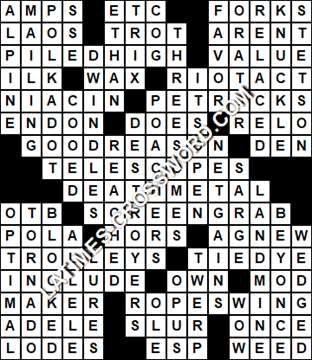 LA Times Crossword answers Saturday 14 July 2018