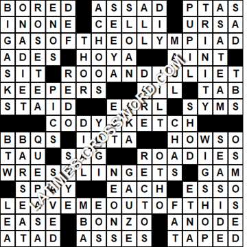LA Times Crossword answers Friday 20 July 2018