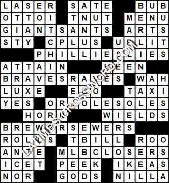 LA Times Crossword answers Tuesday 14 August 2018
