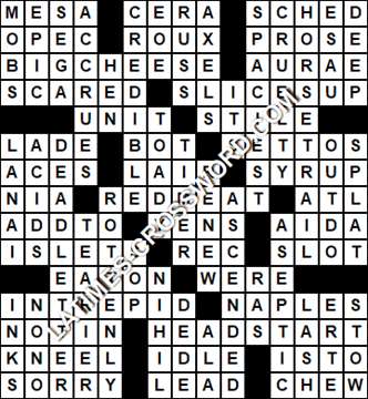 LA Times Crossword answers Tuesday 21 August 2018