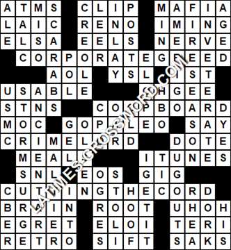 LA Times Crossword answers Wednesday 22 August 2018
