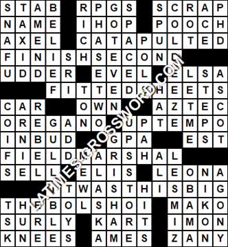 LA Times Crossword answers Tuesday 28 August 2018