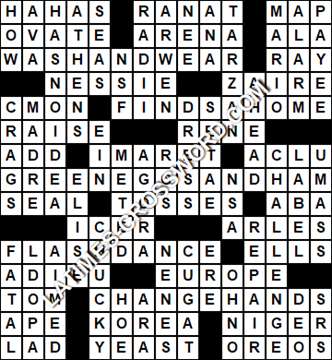 LA Times Crossword answers Monday 3 September 2018
