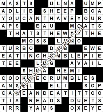 LA Times Crossword answers Tuesday 4 September 2018