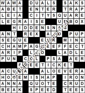 LA Times Crossword answers Wednesday 5 September 2018