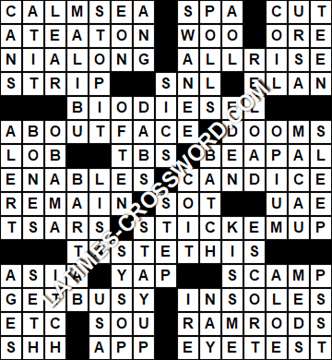 LA Times Crossword answers Tuesday 11 September 2018