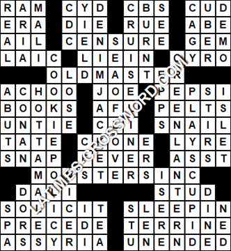 LA Times Crossword answers Wednesday 12 September 2018