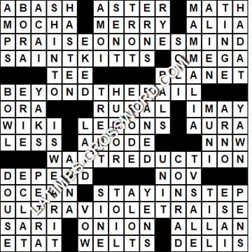 LA Times Crossword answers Friday 14 September 2018