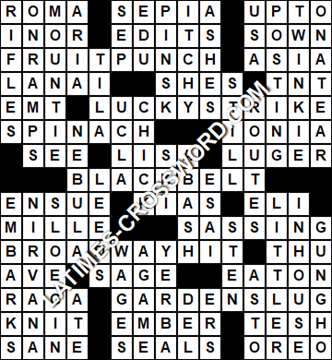 LA Times Crossword answers Wednesday 19 September 2018