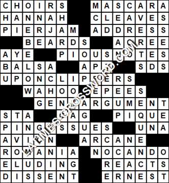 LA Times Crossword answers Friday 21 September 2018
