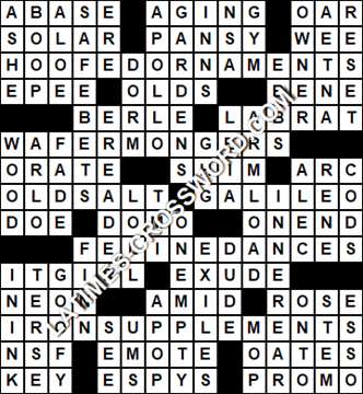 LA Times Crossword answers Friday 28 September 2018
