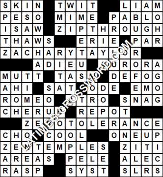 LA Times Crossword answers Monday 1 October 2018