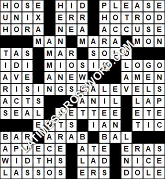 LA Times Crossword answers Friday 5 October 2018