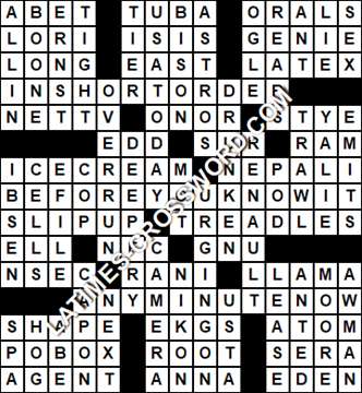 LA Times Crossword answers Monday 8 October 2018