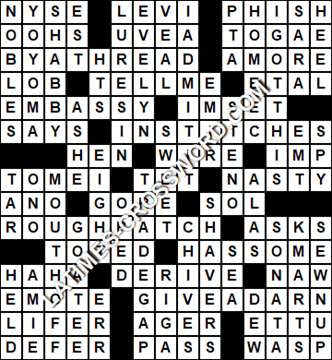 LA Times Crossword answers Tuesday 9 October 2018