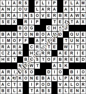 LA Times Crossword answers Tuesday 16 October 2018