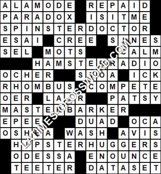 LA Times Crossword answers Friday 19 October 2018