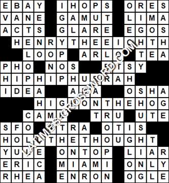 LA Times Crossword answers Monday 22 October 2018