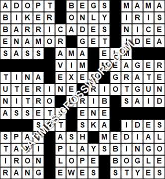 LA Times Crossword answers Wednesday 24 October 2018