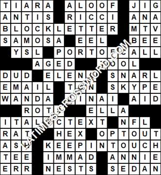 LA Times Crossword answers Tuesday 30 October 2018