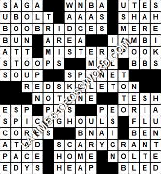 LA Times Crossword answers Wednesday 31 October 2018