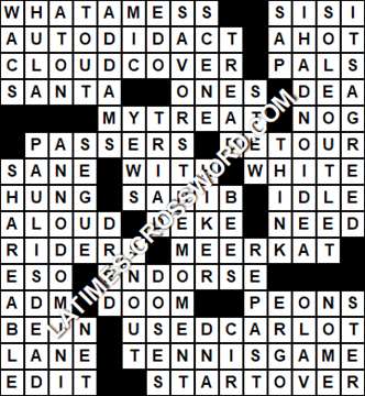 LA Times Crossword answers Saturday 5 January 2019
